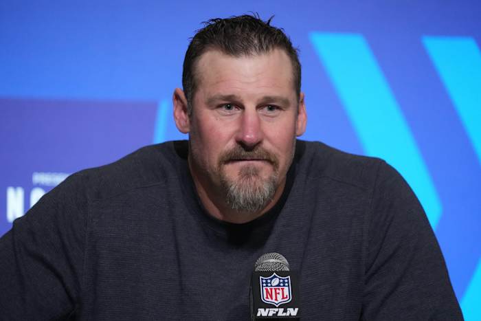 Detroit Lions head coach Dan Campbell at 2023 NFL Scouting Combine.